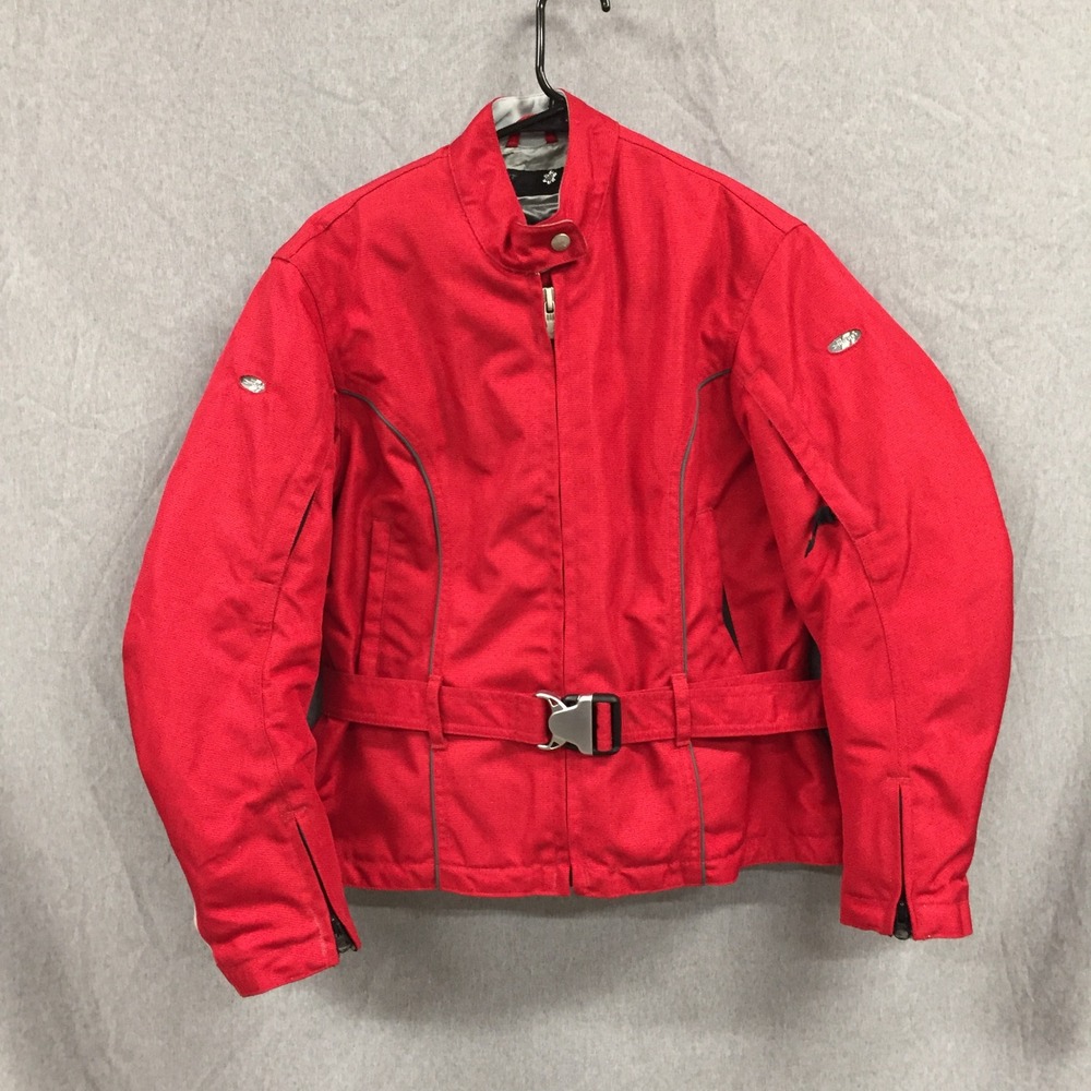 Joe Rocket Rocket Girl Womens Red Motorcycle Riding Jacket‎ Size Small Belted